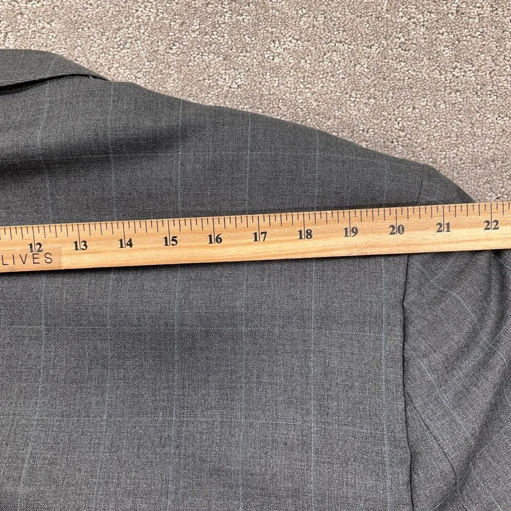 Pronto Uomo Platinum Blazer Mens‎ 52R Gray Blue Windowpane Plaid Classic Wool